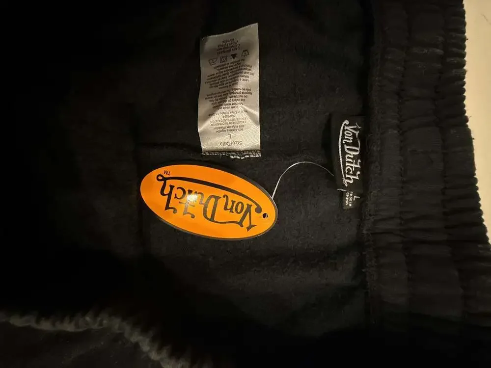 Von Dutch Black Flame Graphic Fleece Sweatpants
